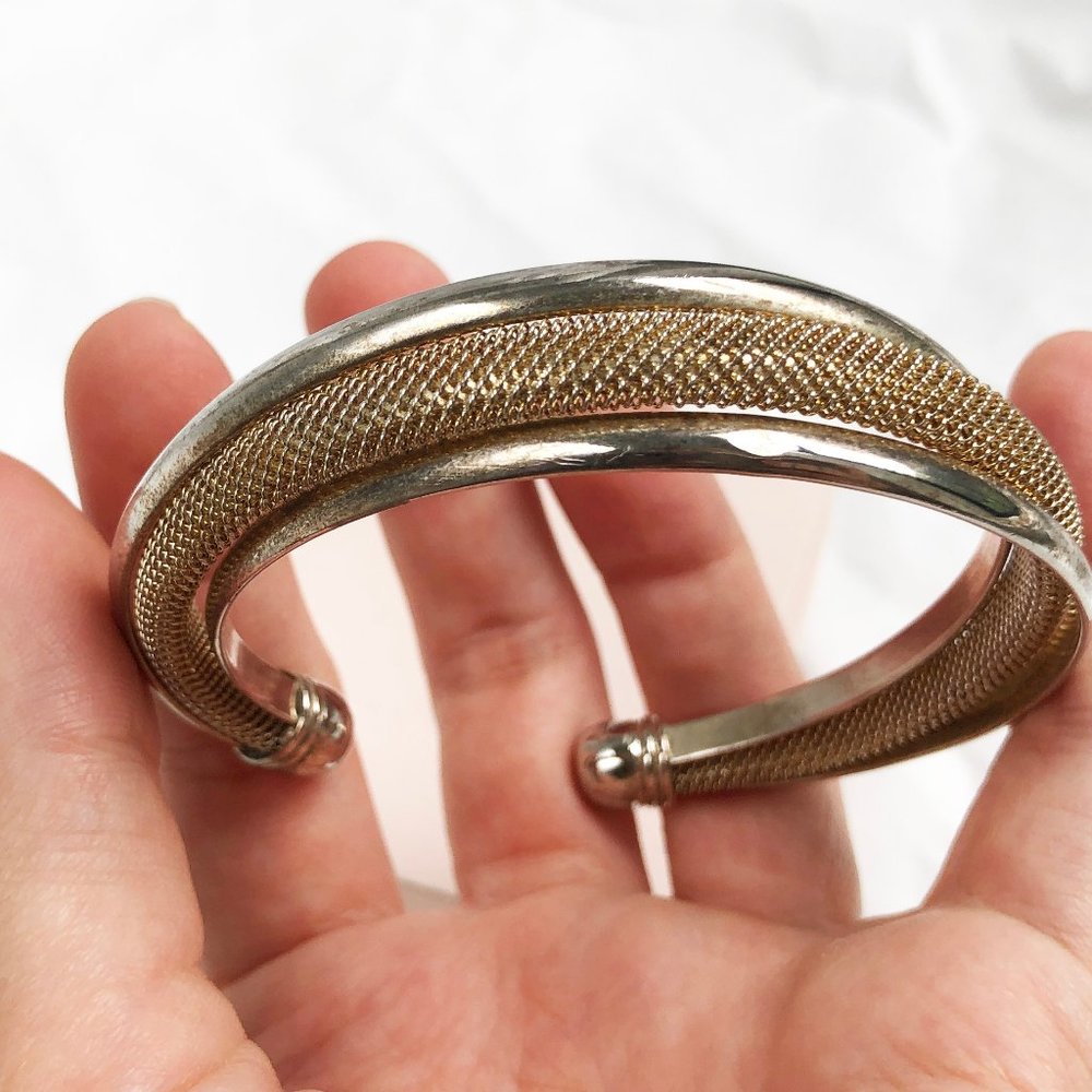 Silver Open Bangle, Basic Accent Stack Cuff Brace… - image 7